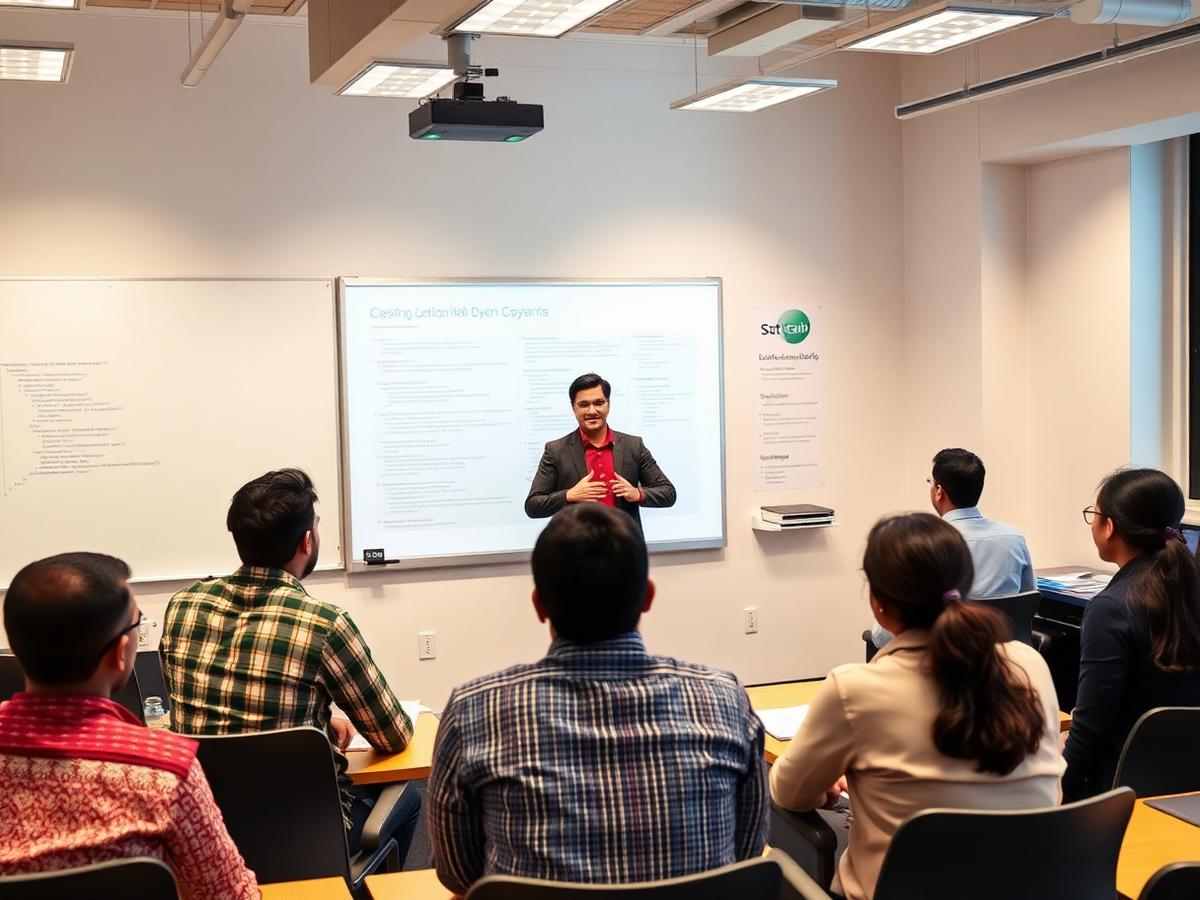 Trainer teaching software development at Sunshine Techno System